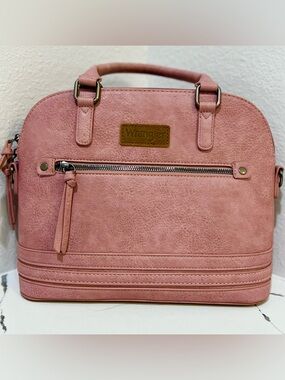 Wrangler Pink Faux Leather Satchel Western Style Top Handle Bag